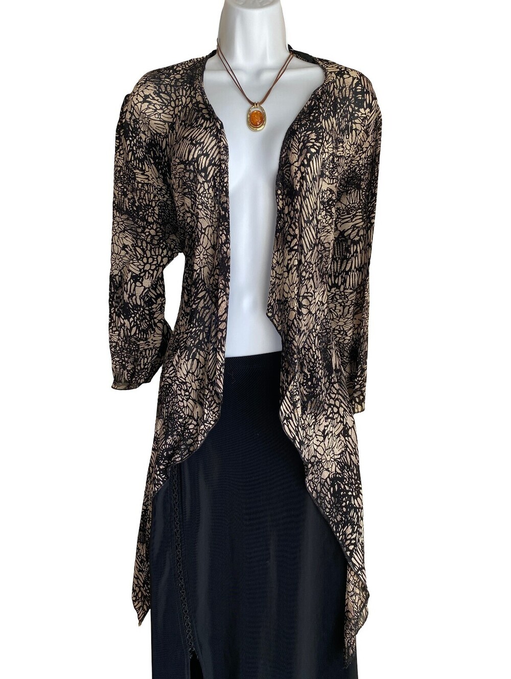 VTG Chalou Women Plus 16 Tunic Blouse Cardigan Shawl Kimono Black Whimsigoth Top